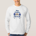 Hanukkah Dancing Dreidels and Jelly Doughnuts T-Shirt<br><div class="desc">You are viewing The Lee Hiller Designs Collection of Home and Office Decor,  Apparel,  Gifts and Collectibles. The Designs include Lee Hiller Photography and Mixed Media Digital Art Collection. You can view her Nature photography at http://HikeOurPlanet.com/ and follow her hiking blog within Hot Springs National Park.</div>