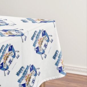 Hanukkah Dancing Dreidels and Jelly Doughnuts Tablecloth