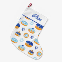 Hanukkah Decorations Jelly Doughnut Large Stocking