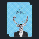 Hanukkah Deer with Tux and Yarmulke Invitation<br><div class="desc">Whimsical Hanukkah party invitations featuring a deer with antlers wearing a tux and Yarmulke. Personalize this design by changing the text or text colour. Contact shopkeeper if you need help customizing this design.</div>