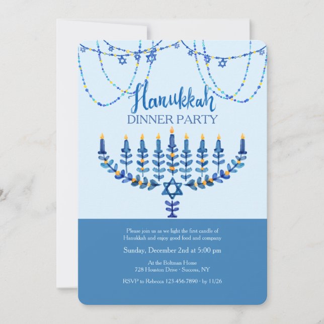 Hanukkah Dinner Party Invitation (Front)