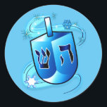 Hanukkah Dreidel Classic Round Sticker<br><div class="desc">This design features a spinning dreidel for Hanukkah. For matching items type "penguincornerstore dreidel" into the Zazzle search bar.</div>