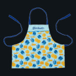 Hanukkah Dreidel Game Gelt Dark Blue Apron<br><div class="desc">Hanukkah Dreidel Game Gelt Dark Blue Personalized Pattern. Chanukah dreidels in blue.</div>