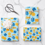 Hanukkah Dreidel Game Gelt Dark Blue Wrapping Paper Sheet<br><div class="desc">Hanukkah Dreidel Game Gelt Dark Blue Personalized Pattern. Chanukah dreidels in blue.</div>