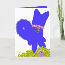 Hanukkah dreidel gelt and blue dog holiday card