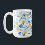 Hanukkah Dreidel Jewish Holiday Pattern Coffee Mug<br><div class="desc">This cute mug with a dreidel and gelt pattern makes a great Hanukkah gift or anytime! Customize it too with a name or text. Handpainted by me for you!

Check out my shop for more fun items!</div>