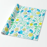 Hanukkah Dreidel Jewish Holiday Pattern Watercolor Wrapping Paper<br><div class="desc">Check out this lovely gift wrap with a dreidel and gelt pattern perfect for Hanukkah gifts. You can find this pattern on many other items too from mugs to kitchen towels. Be sure to check out the other colours and more of my patterns! Also please carefully note how Zazzle prints...</div>