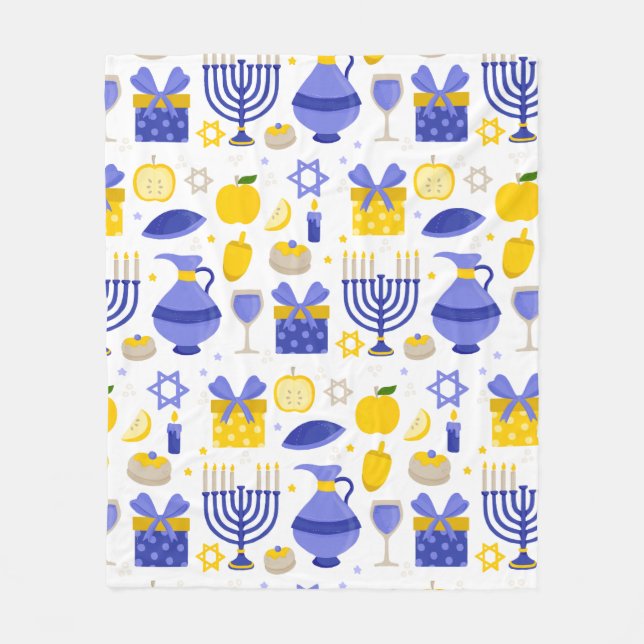 hanukkah dreidel menorah fleece blanket (Front)
