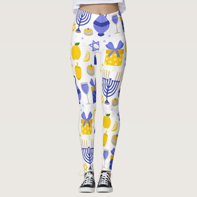 hanukkah dreidel menorah leggings (Front)