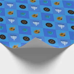 Hanukkah dreidel menorah wrapping paper