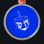 Hanukkah Dreidel Ornament<br><div class="desc">Hanukkah Dreidel Ornament (white on blue background)</div>