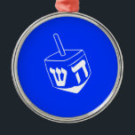 Hanukkah Dreidel Ornament<br><div class="desc">Hanukkah Dreidel Ornament (white on blue background)</div>