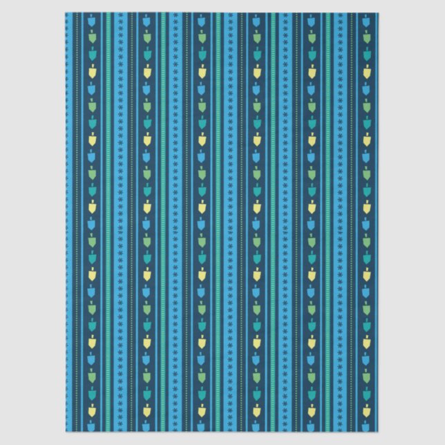 Hanukkah Dreidel Party Stripe Tissue Paper (Front)