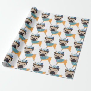 Hanukkah Dreidel Pug (customizable) Wrapping Paper