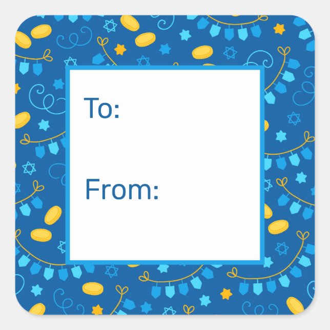 Hanukkah Dreidels Gift Tag (Front)