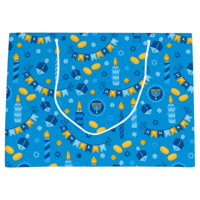 Hanukkah Dreidels  Large Gift Bag (Front)