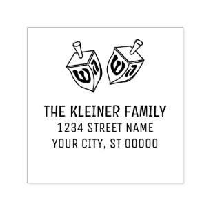 Hanukkah Dreidels Name Return Address Self-inking Stamp