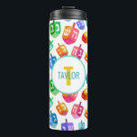 Hanukkah Dreidels Rainbow Watercolor Holiday Thermal Tumbler<br><div class="desc">Hanukkah Dreidels Rainbow Watercolor Holiday Pattern. Chanukah dreidels in rainbow watercolor multicolor.</div>
