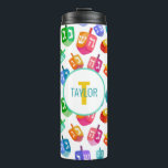 Hanukkah Dreidels Rainbow Watercolor Holiday Thermal Tumbler<br><div class="desc">Hanukkah Dreidels Rainbow Watercolor Holiday Pattern. Chanukah dreidels in rainbow watercolor multicolor.</div>