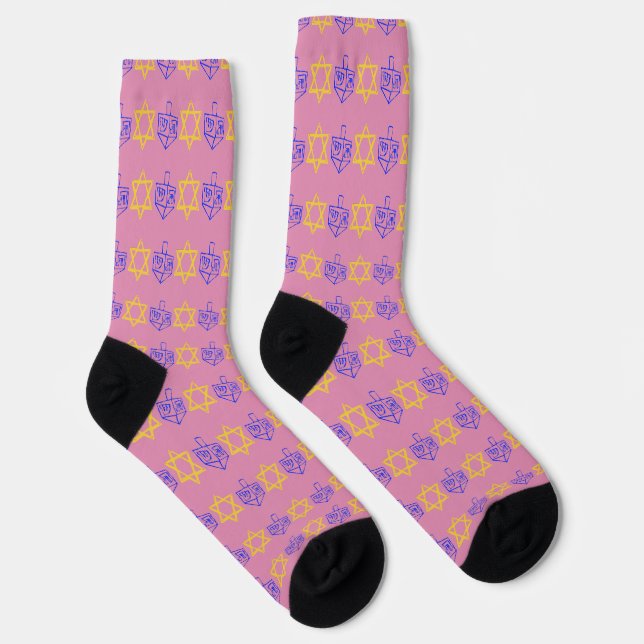 Hanukkah Dreidels + Stars Socks (Right)