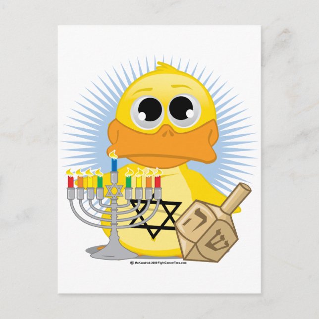 Hanukkah Duck Holiday Postcard (Front)