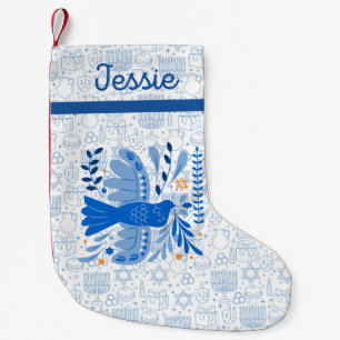 Hanukkah Elegance: Blue and White Judaism Festival Small Christmas Stocking