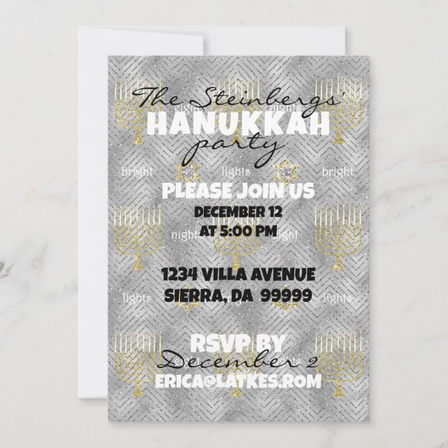 Hanukkah Elegant Menorahs Invitation (Front)