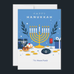 Hanukkah Elements Greeting Card<br><div class="desc">Send holiday greetings to everyone with this festive Hanukkah greeting card. (Image by Freepik). The card is easy to customize with your wording, font and font colour. Not exactly what you're looking for? All our products can be custom designed to meet your needs at no extra charge. Simply contact us...</div>