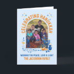 HANUKKAH FAMILY Customizable Photo  Thank You Card<br><div class="desc">Personalizable family HANUKKAH greeting card with CUSTOMIZABLE TEXT AND PHOTO. Add your details and upload your vertical photo. Add your personalized message inside. Design features the arched window design with Hanukkah elements. Matching shirts,  gifts and party supplies available.</div>