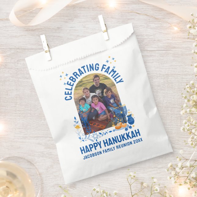 HANUKKAH FAMILY REUNION Customizable Photo  Favour Bag (Clipped)