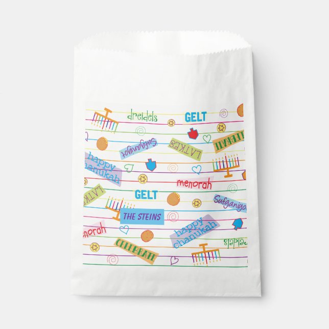 Hanukkah Favour Bag, "Chanukah Party" Favour Bag (Front)
