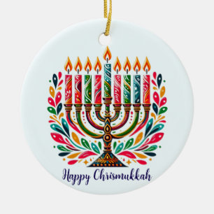 Hanukkah Festival Of Lights Ceramic Ornament
