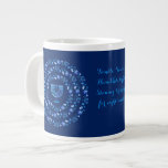 Hanukkah Festival of lights Mandala Navy Blue Large Coffee Mug<br><div class="desc">Happy Hanukkah Party Beautiful Navy Blue Mandala Decoration, Jewish Holiday, Tea Cup. Jewish Holiday Hanukkah background with traditional Chanukah symbols - wooden dreidels (spinning top), doughnuts, Hanukkiah - menorah, hanukkiah, candles, Blue star of David, Israeli flag blue colour, and glowing lights wallpaper pattern. Hanukkah Lights Festival Event Decoration. Jerusalem, Israel....</div>