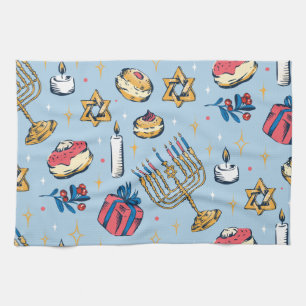 Hanukkah Festival of Lights Pattern Gifts Kitchen Towel