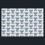 Hanukkah Floral Menorah Pattern Tissue Paper<br><div class="desc">Hanukkah illustration by Cindy Bendel. You can change the pattern size to make the menorah larger or smaller. Click the edit button to modify the pattern.</div>