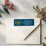 HANUKKAH Floral Wreath Menorah Return Address<br><div class="desc">Hand drawn text and florals by me for you. Click "personalize" to edit and add your own text or change the fonts or colours. Everything is customizable. For more designs and colours check my shop! Or let me know if you'd like something custom. Ask if you don't find what you...</div>