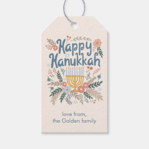 Hanukkah Florals Hand-draw CUSTOM  Gift Tags