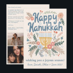 Hanukkah FLorals Hand-drawn Art CUSTOM 4 PHOTO Holiday Card<br><div class="desc">Sweet dove drawing to wish someone happy holidays! Add your own photos and text! Click "personalize" to add your own photos and change the text on the front and back. You can also change colours and fonts, everything is customizable! Also available in my shop in different colours and style, as...</div>