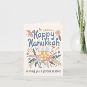 Hanukkah FLorals Hand-drawn Art CUSTOM 4 PHOTO Holiday Card