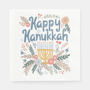 Hanukkah FLorals Hand-drawn Art CUSTOM Napkin