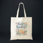 Hanukkah FLorals Hand-drawn Art CUSTOM Tote Bag<br><div class="desc">Sweet drawing to wish someone happy holidays! Also available in my shop in different colours and style, as gift wrap, stickers, mugs, tshirts, postcards, flat cards, and as digital download to send instantly via email or text message. Check my shop for more or let me know if you'd like something...</div>