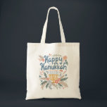 Hanukkah FLorals Hand-drawn Art CUSTOM  Tote Bag<br><div class="desc">Sweet drawing to wish someone happy holidays! Also available in my shop in different colours and style, as gift wrap, stickers, mugs, tshirts, postcards, flat cards, and as digital download to send instantly via email or text message. Check my shop for more or let me know if you'd like something...</div>