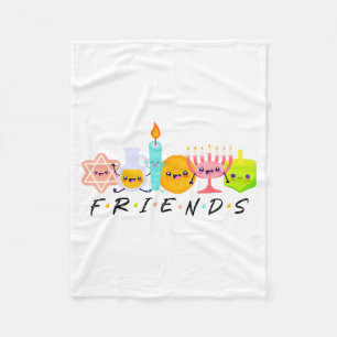 Hanukkah Friends Menorah Traditional Jewish Dreide Fleece Blanket