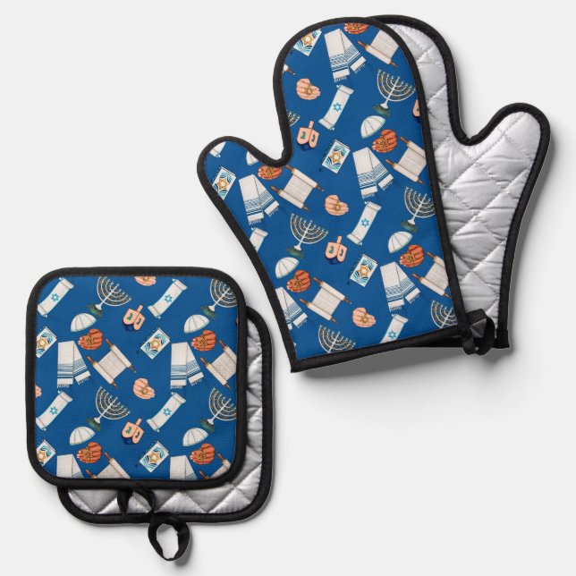 Hanukkah Fun Oven Mitt Set (Front/Back)