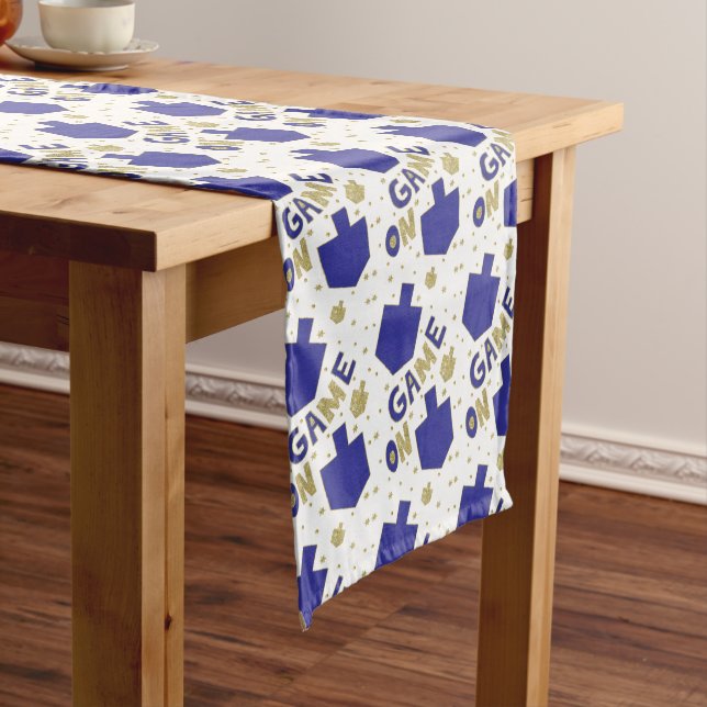 Hanukkah "Game On" Long Table Runner (In Situ)