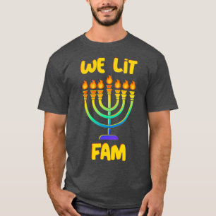 Hanukkah Gift Stocking Stuffers Hebrew Menorah T-Shirt