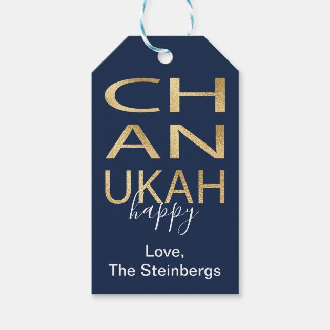 Hanukkah Gift Tags Chanukah Happy (Front)