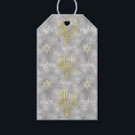 Hanukkah Gift Tags Elegant Menorahs<br><div class="desc">Hanukkah Gift Tag "Elegant Menorahs" Personalize by deleting text on back of card, and replace with your own words. Use your favourite font colour, size, and style. Change to your favourite background colour on back. Be sure to select your preferred twine colour to match your gift tag. Media: Matte We’re...</div>