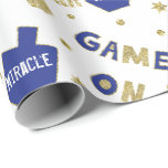 Hanukkah Gift Wrap A Great Miracle Happened Here<br><div class="desc">Hanukkah "Chanukah GAME ON, A Great Miracle Happened Here"Personalize by deleting text, A Great Miracle Happened Here, and replacing with your own text. Choose your favourite font style, colour, and size. Choose from 4 styles and 5 sizes of wrapping paper. Enjoy and thanks for stopping and shopping by. Your business...</div>