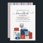 Hanukkah Gifts & Menorah Holiday Party Invitation<br><div class="desc">Personalize the custom text above. You can find additional coordinating items in our "Hanukkah Gifts and a Menorah" collection.</div>